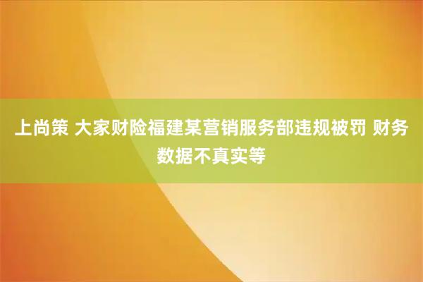 上尚策 大家财险福建某营销服务部违规被罚 财务数据不真实等
